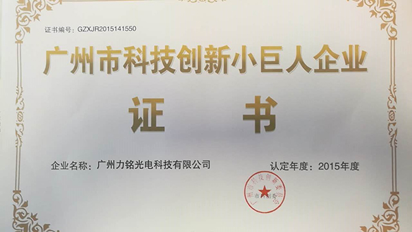 Guangzhou Vangaa Optoelectronics ganó el honor de \"Guangzhou Ciencia y tecnología Innovation Little Giant Enterprise \"